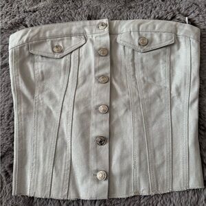 NWT Zara Silver Denim Tube Top. Size M